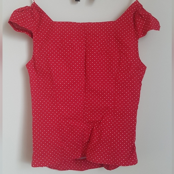 [SUZY SHIER] Red Polka Dot Sleeveless Top - Picture 3 of 9